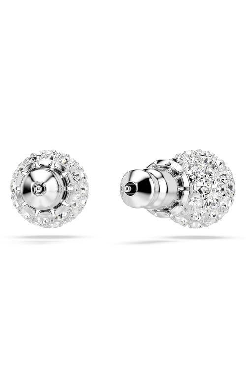 Swarovski Dextera Pierced Earrings Sphere Rhodium Shiny Crystal In Metallic