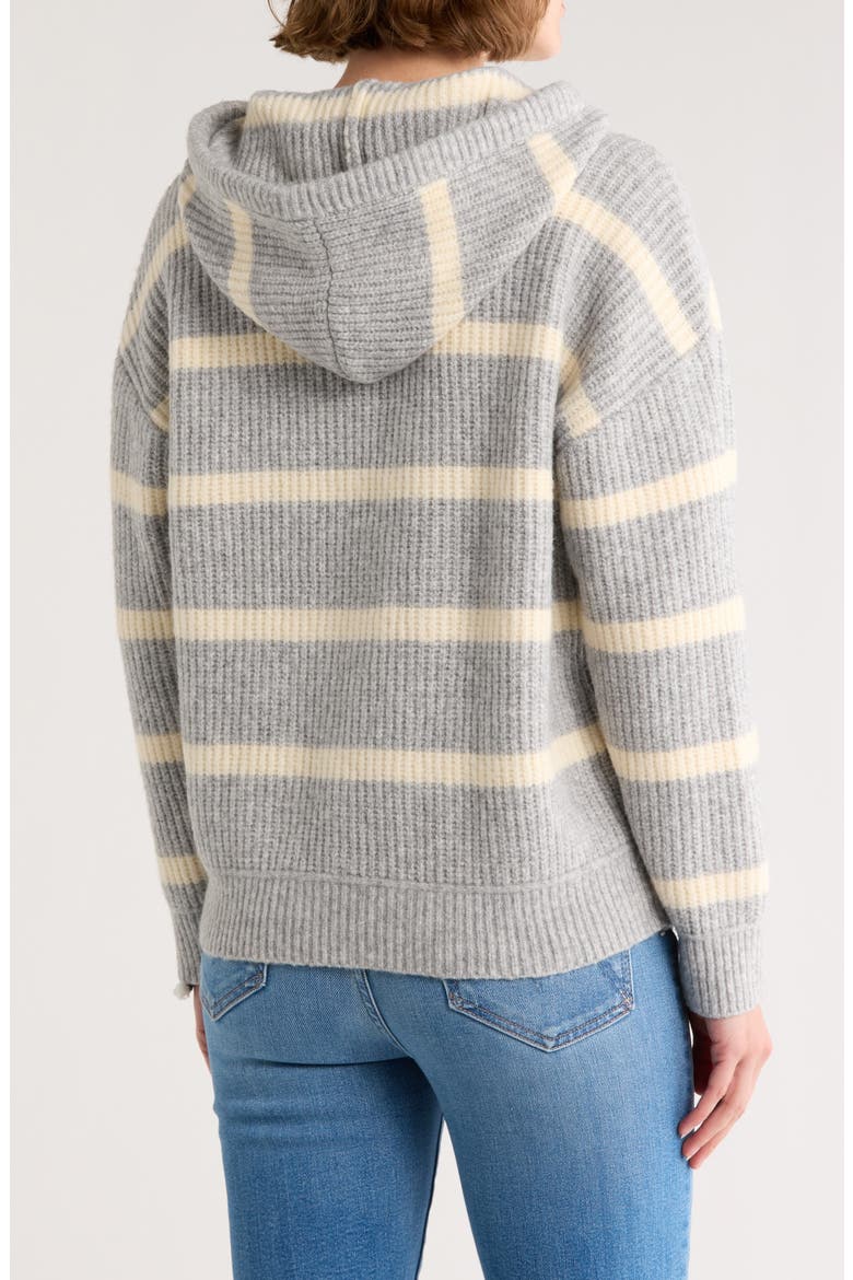 Stripe Hooded Sweater, Alternate, color, HEATHER GREY/ ALMOND MILK