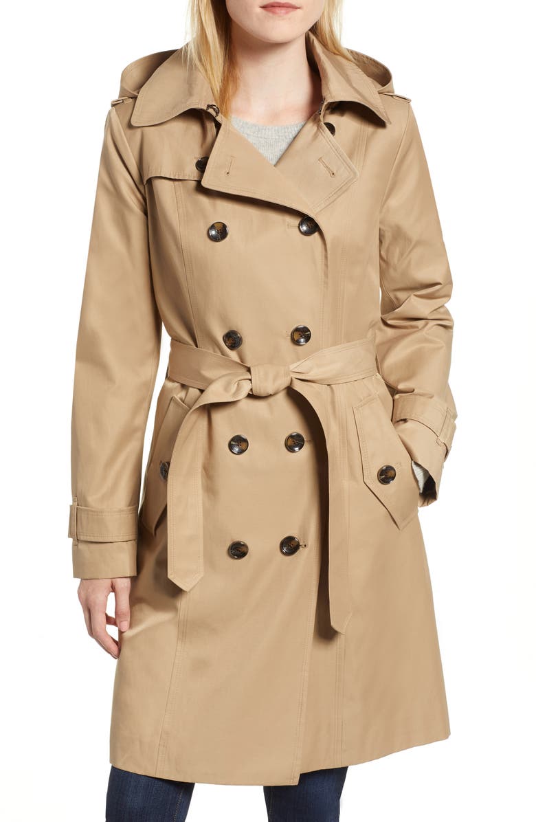 London Fog Knee Length Trench Coat, Main, color,