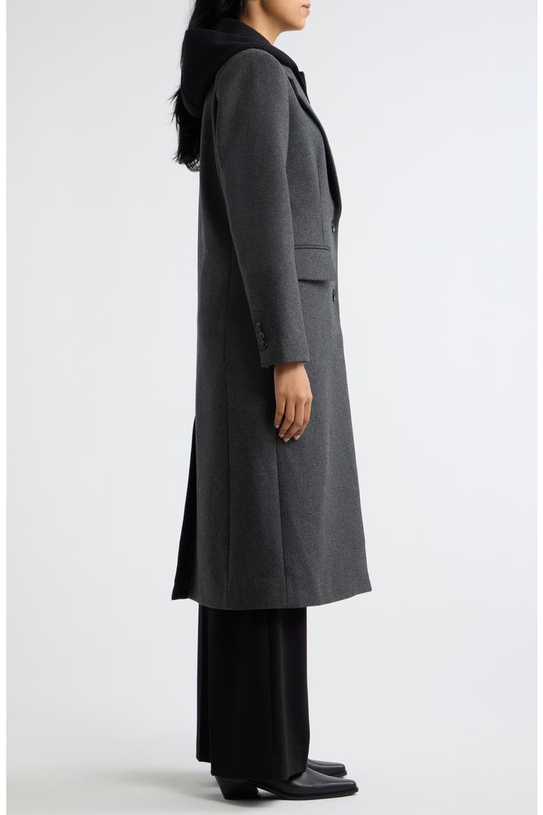 Hooded Longline Coat with Rib Bib, Alternate, color, CHARCOAL