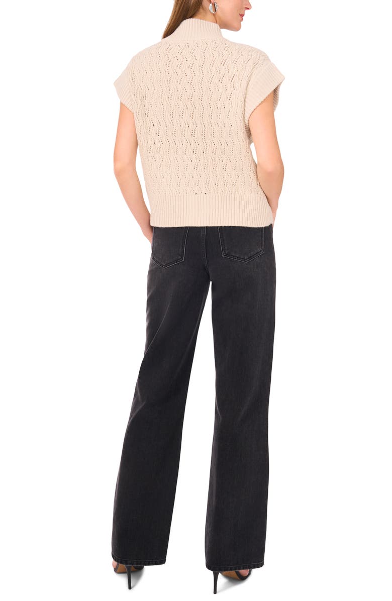 1.STATE Cable Stitch Zip-Up Sweater Vest, Alternate, color, Sugar Oak
