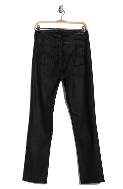 Ag Mari Faux Leather Slim Straight Leg Jeans In Super Black