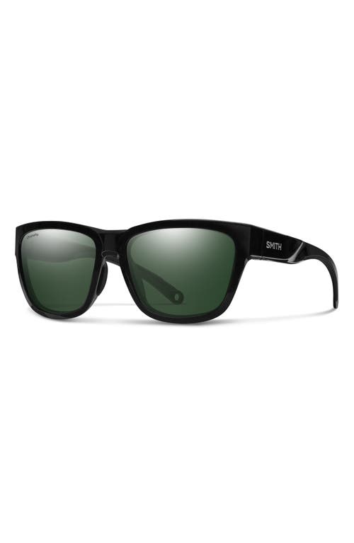 Smith Joya 56mm Chromapop™ Polarized Square Sunglasses In Black/chromapop Gray Green