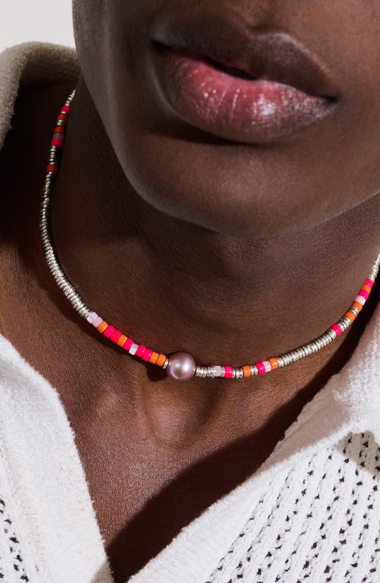 John Hardy HEISHI SILVER NECKLA, Alternate, color, Silver/ Pink