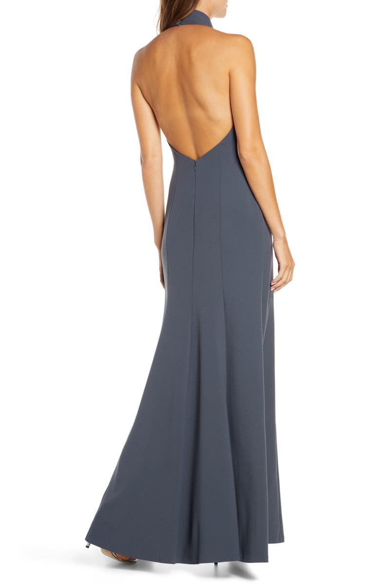 Jenny Yoo Petra Halter Crepe A-Line Gown, Alternate, color, 