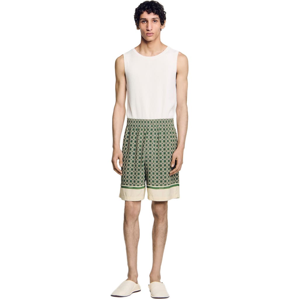 Sandro Patterned Floaty Bermuda Shorts In Super Green