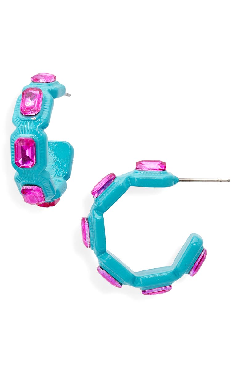 Stella + Ruby Crystal Hoop Earrings, Main, color, 