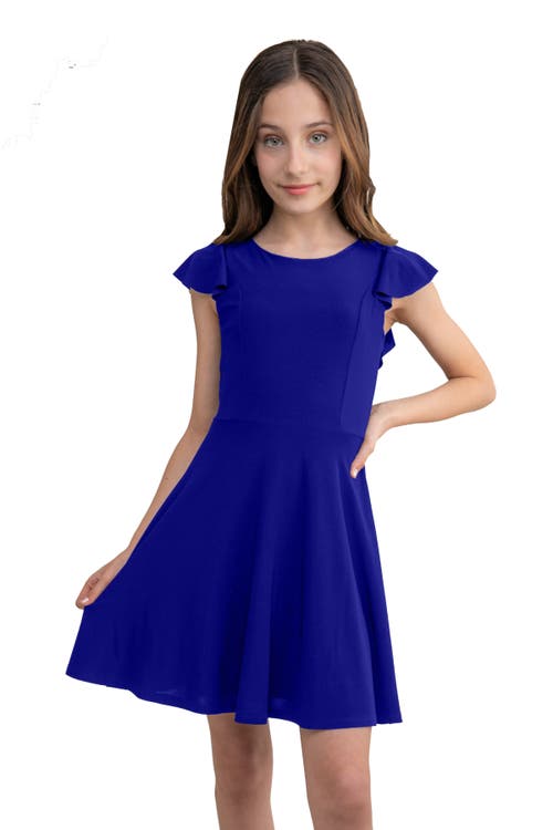 Un Deux Trois Flutter Sleeve Dress In Black