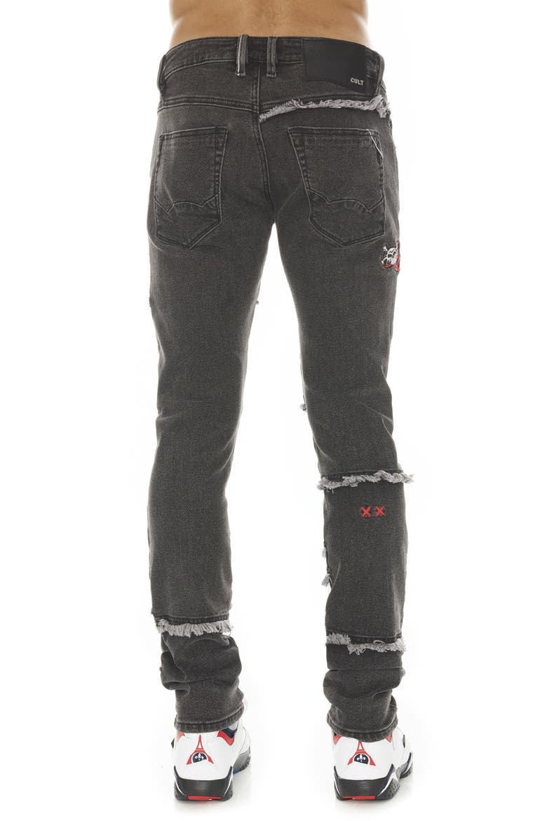 Rocker Mötly Crüe Frayed Slim Fit Stretch Jeans, Alternate, color, MOTLEY