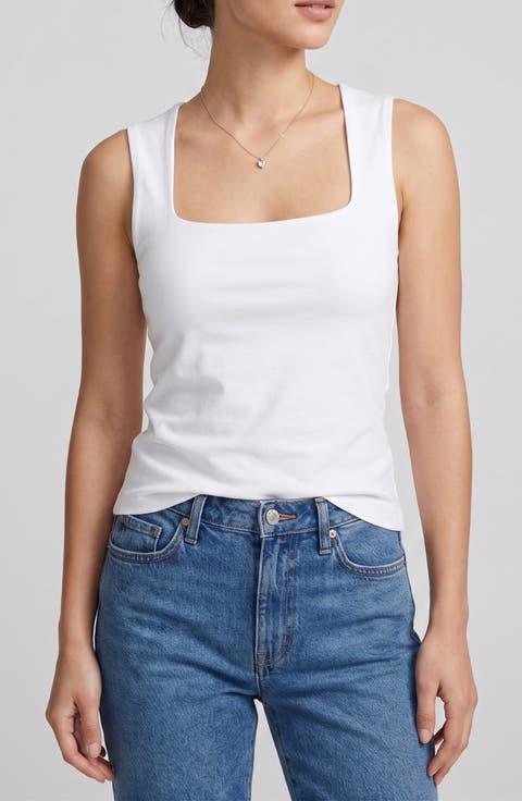 Square Neck Shirred Tank