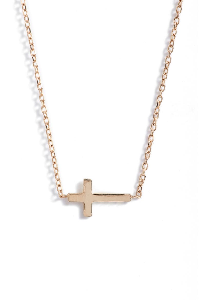Love Letter Cross Pendant Necklace, Main, color, YELLOW GOLD