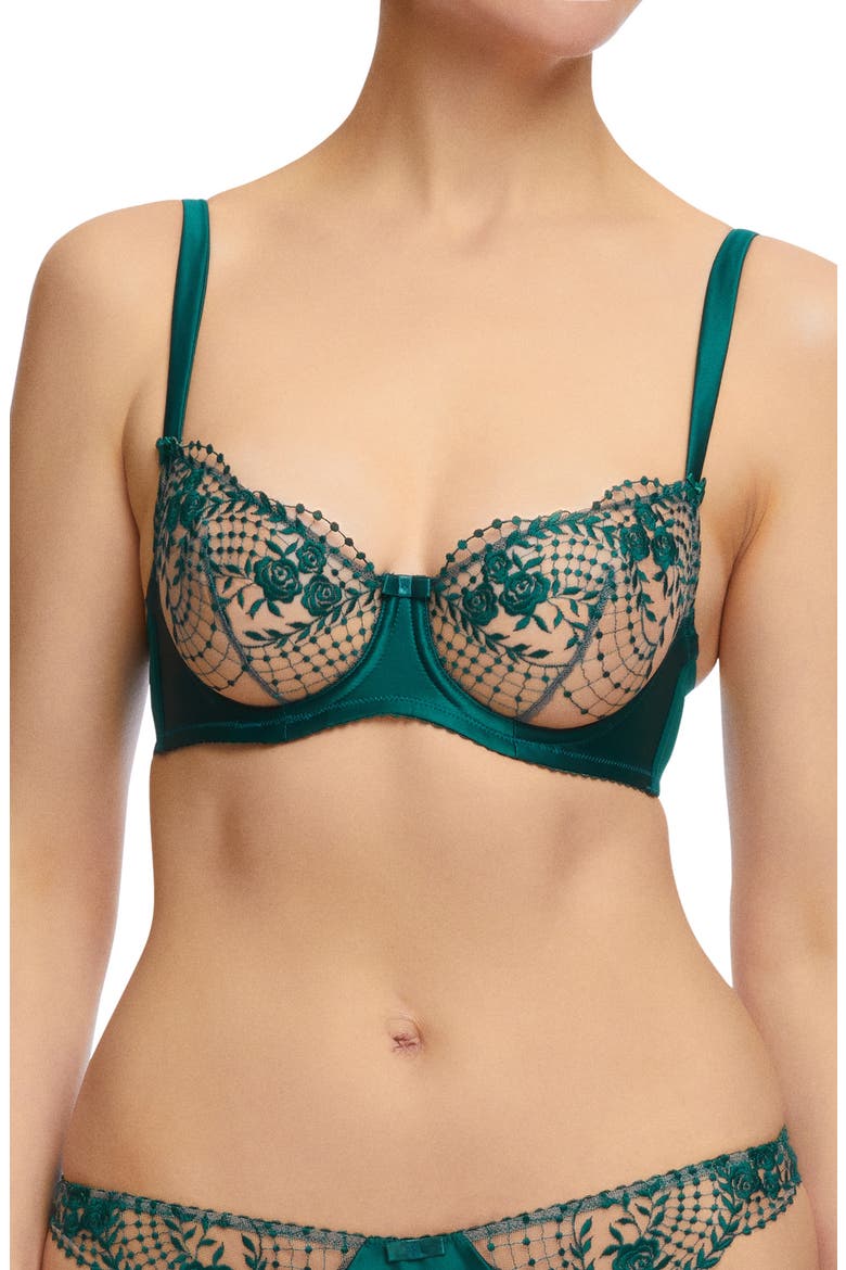 Julies Roses Underwire Balconette Bra, Main, color, DEEP TEAL