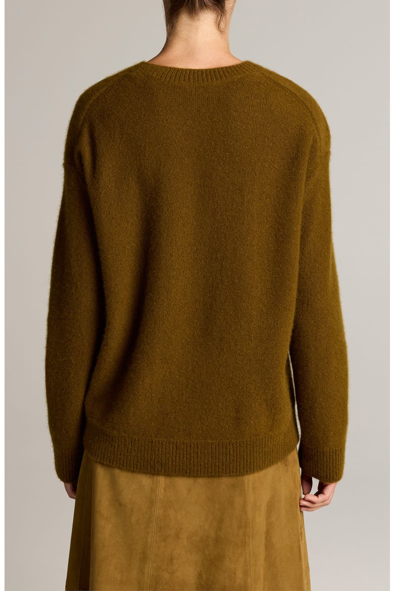 Boiled Cashmere Crewneck Sweater, Alternate, color, MOSS OCHRE