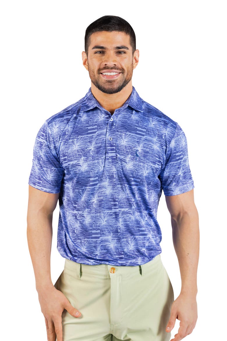 Abstract Orchid Print Performance Polo, Alternate, color, NAVY