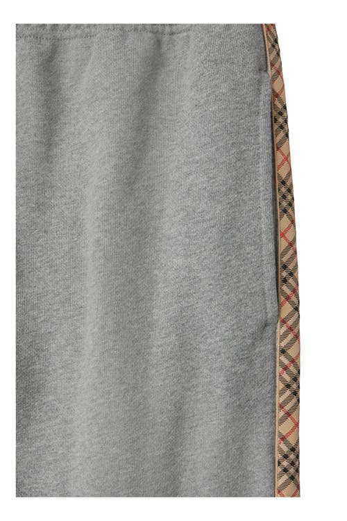 Burberry Check-trimmed Cotton Track Pants In Gray