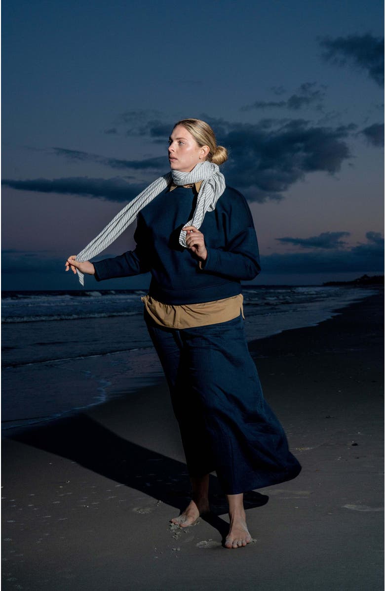 Ansea The Gauze Sarong, Alternate, color, Blue Stripe