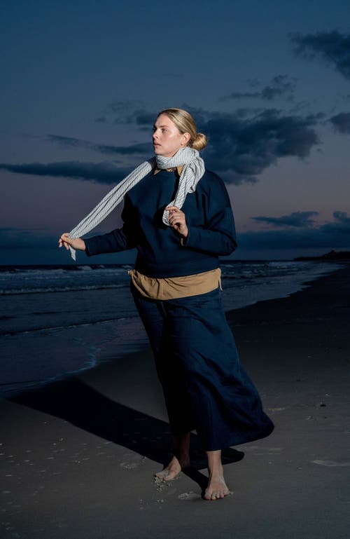 Ansea The Gauze Sarong In Blue Stripe