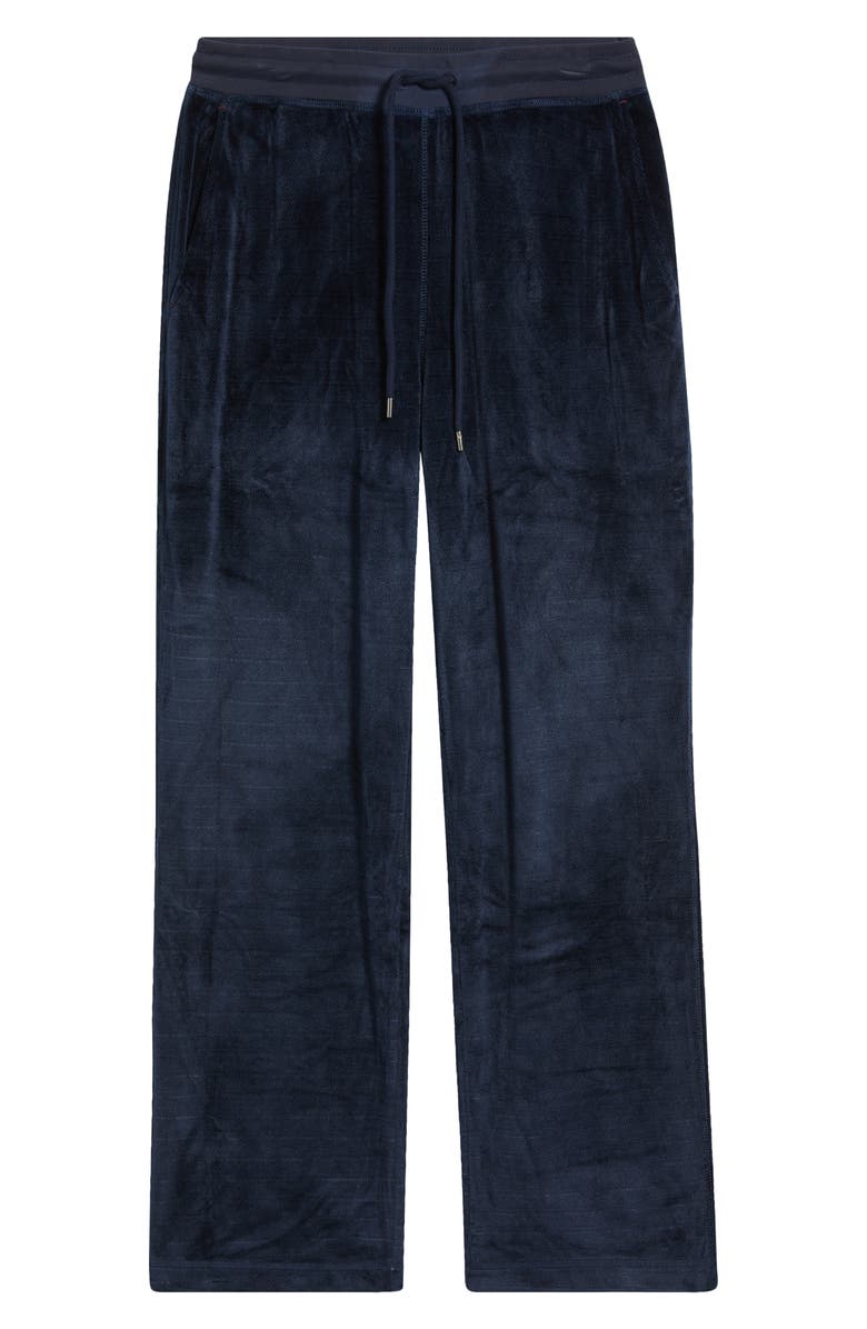 Daniel Buchler Angled Stripe Velour Pajama Pants, Alternate, color, Navy