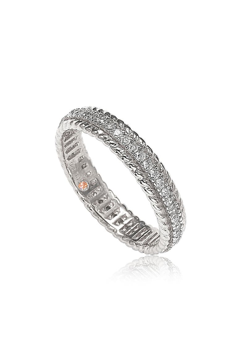 French Filigree Cubic Zirconia Eternity Ring, Main, color, WHITE