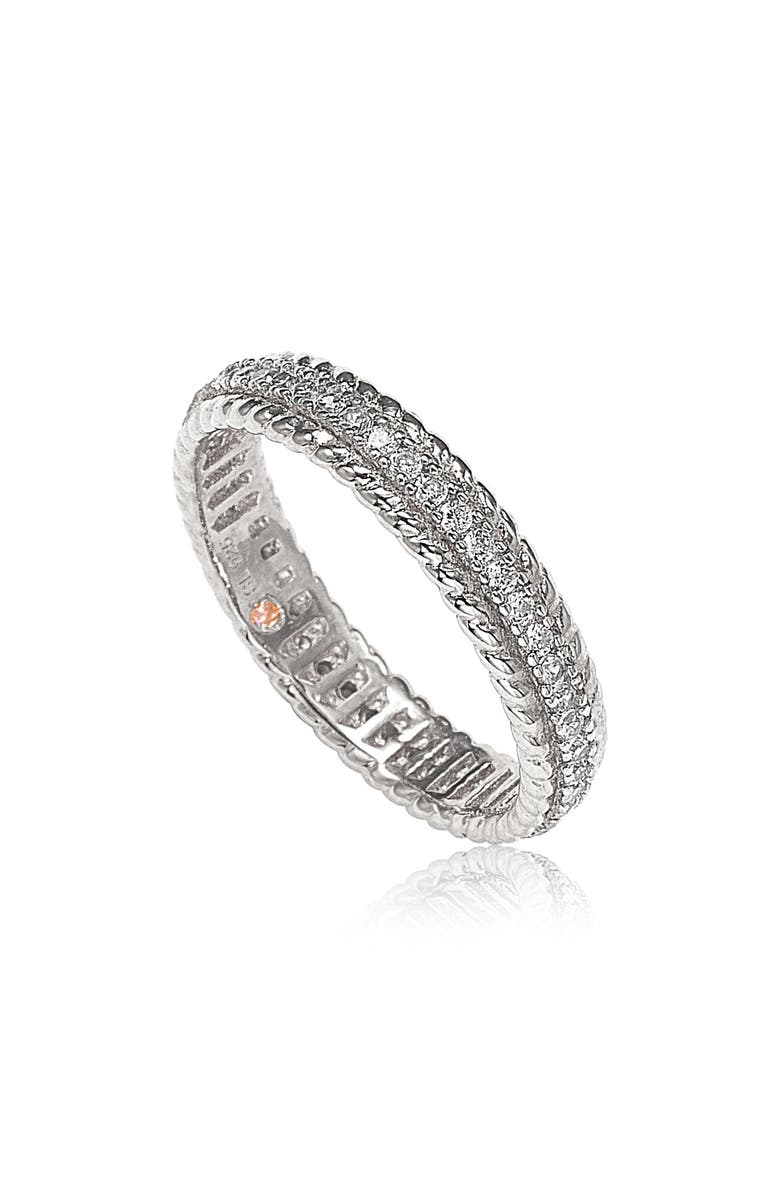 SUZY LEVIAN French Filigree Cubic Zirconia Eternity Ring, Main, color, White