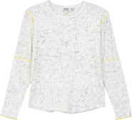 FYI Splash Ribbed Long Sleeve Merrowed Hem Top