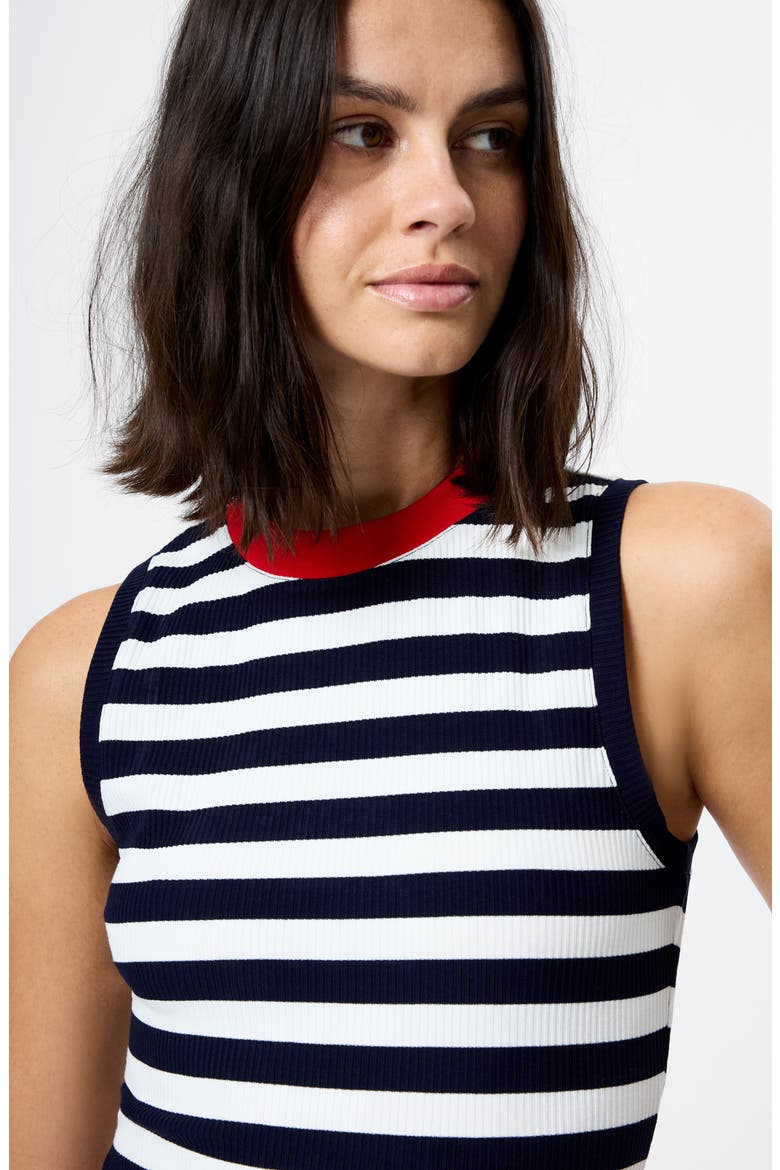 Esmae Stripe Rib Sleeveless Top, Alternate, color, MARINE-WHITE