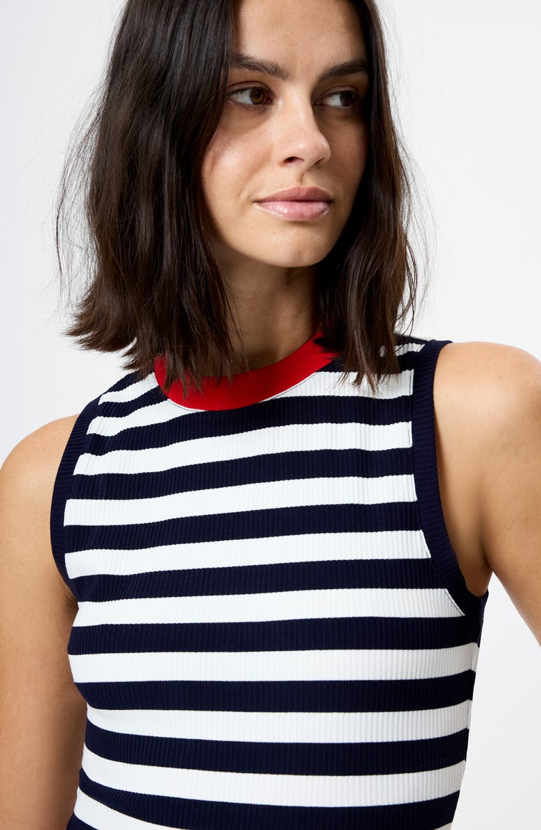 French Connection Esmae Stripe Rib Sleeveless Top, Alternate, color, Marine-White
