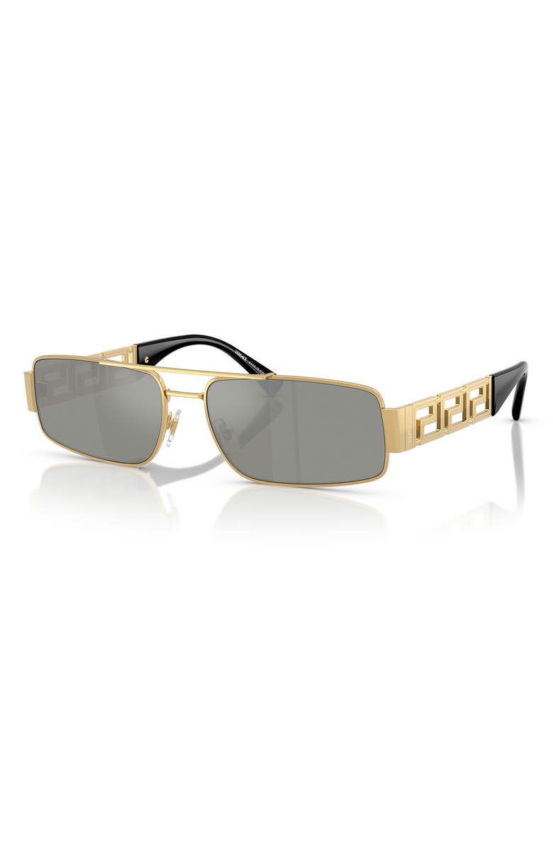 Versace 60mm Rectangular Sunglasses, Alternate, color, Green Mirror