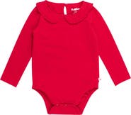 RuffleButts Baby Girls Knit Long Sleeve Ruffle Peter Pan Bodysuit