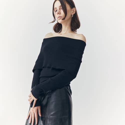 Ats Sia Off Shoulder Knit Top In Black
