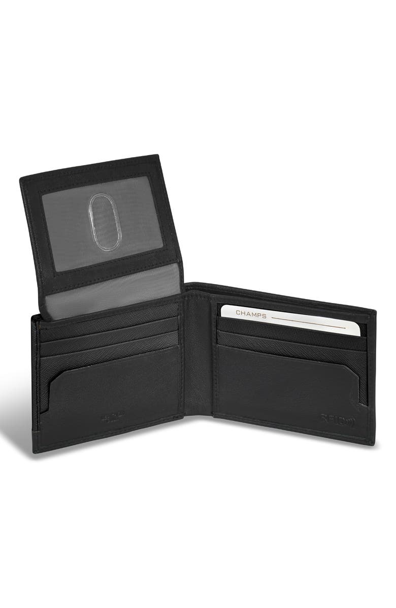 CHAMPS Iconic ID Flap Leather Bifold Wallet, Alternate, color, Black/ Black