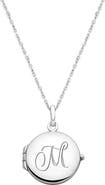 Tiny Blessings Sterling Silver Round Locket & Engraved Initial 14-16" Necklace