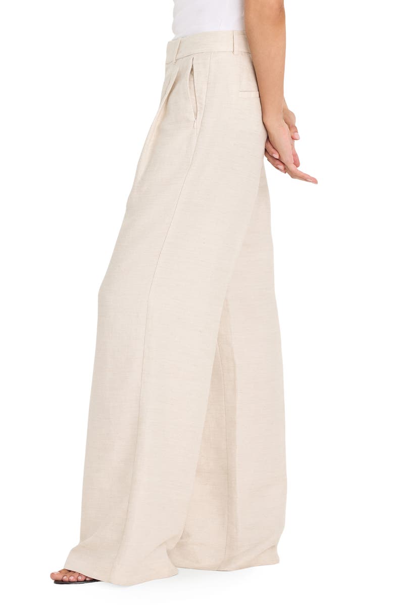Good American Pleated Tencel<sup>™</sup> & Linen Trousers, Alternate, color, Oat