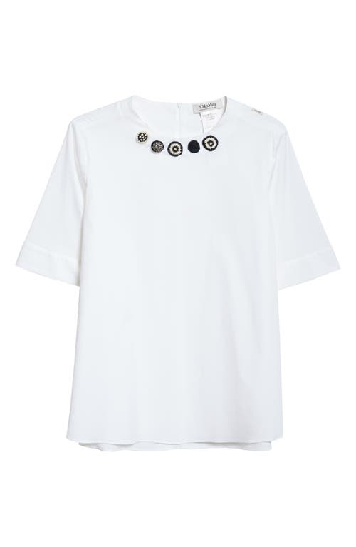 Max Mara Dora Embellished Stretch Poplin Top In Optical White