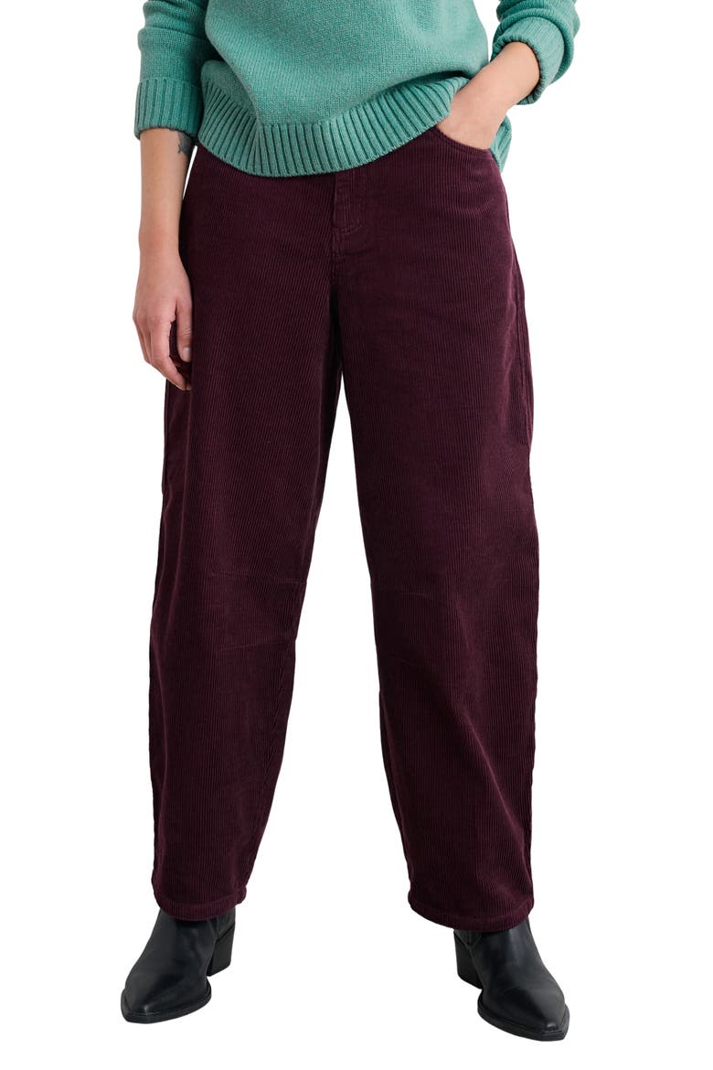 Avens Organic Cotton Corduroy Crop Barrel Leg Pants, Main, color, DARK HELLEBORE