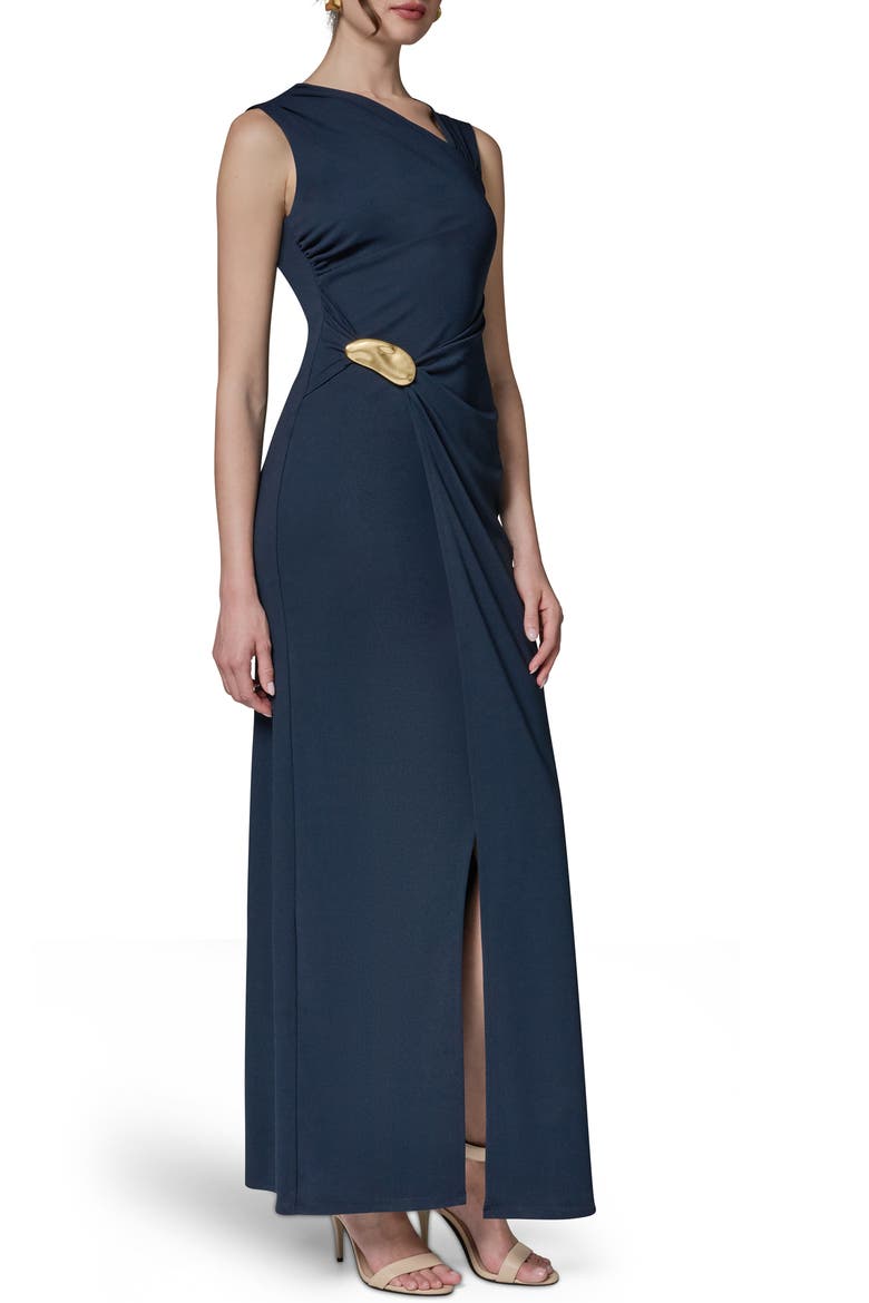 Asymmetric Neck Hardware Detail Jersey Gown, Alternate, color, NIGHTFALL