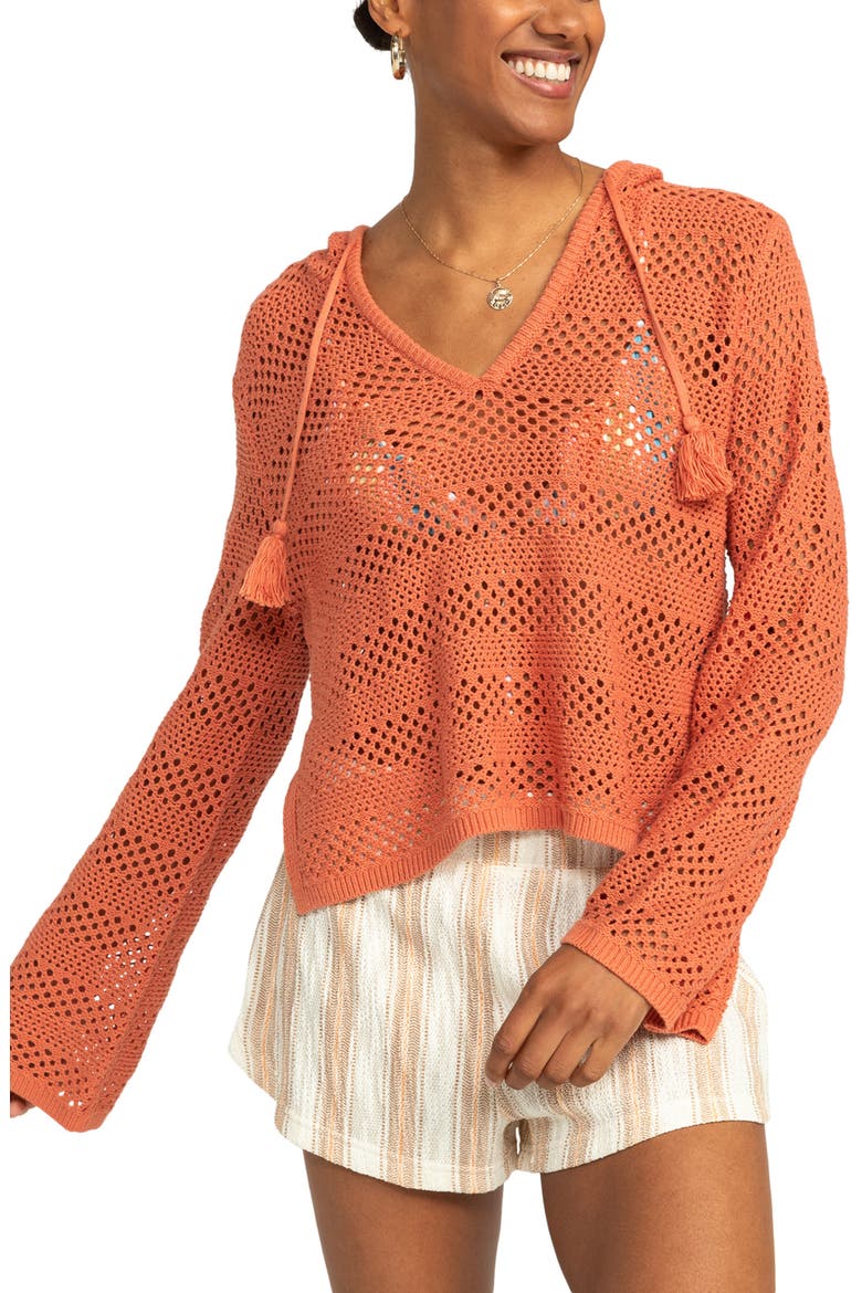 After Beach Break II Cover-Up Hoodie Sweater, Main, color, APRICOT BRANDY