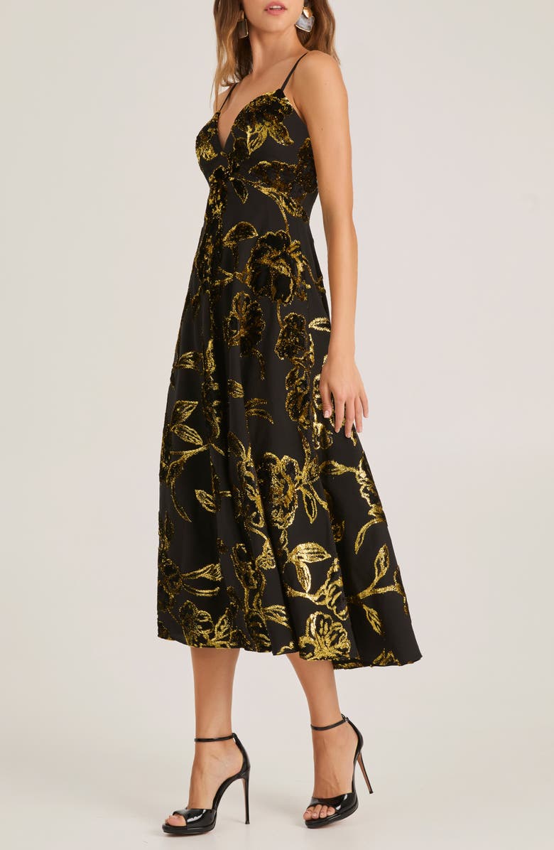 HELSI Edith Metallic Floral Gown, Alternate, color, Black/ Gold