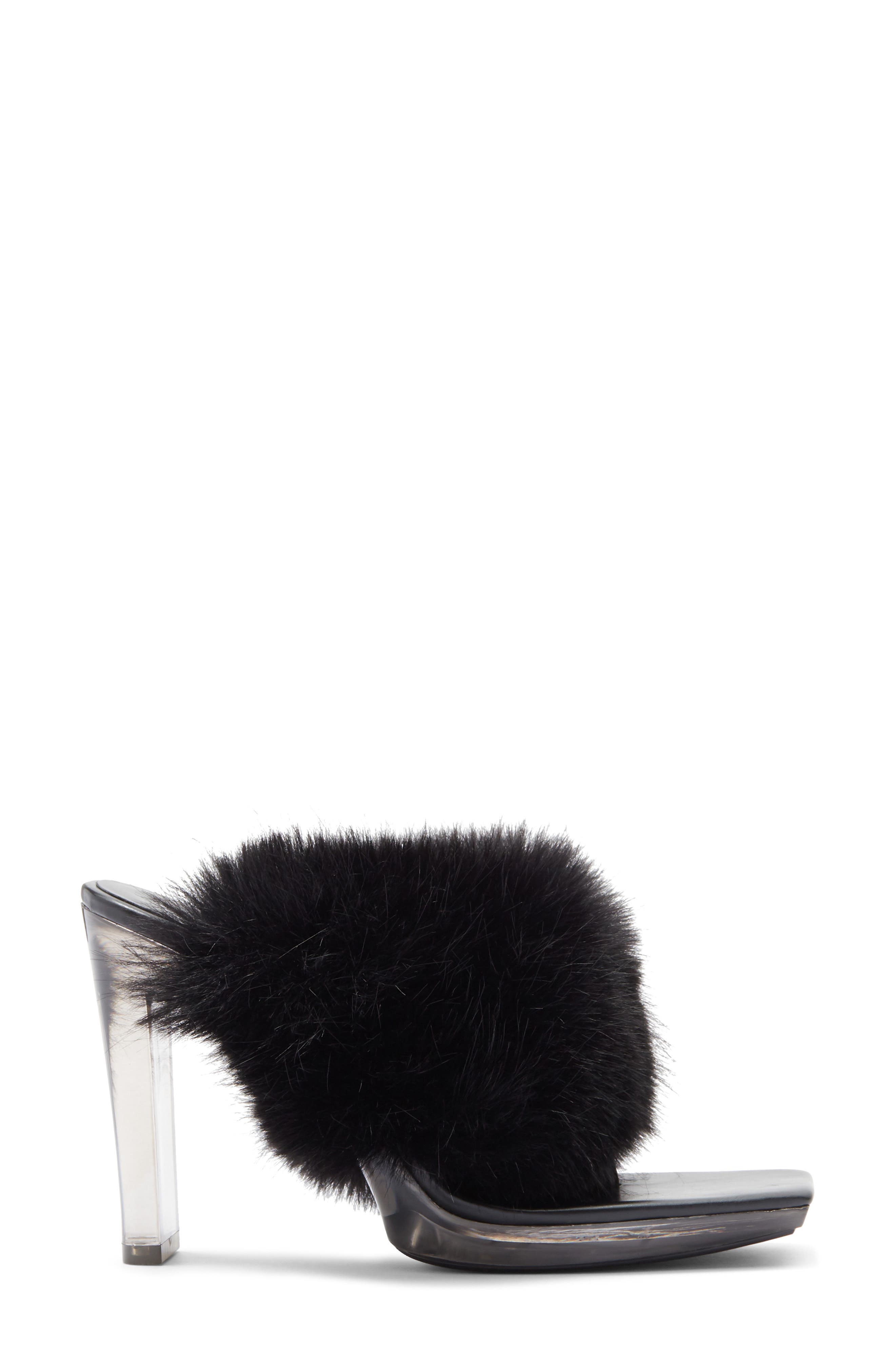 Jeffrey Campbell Delusions Faux Fur Slide Sandal, Alternate, color, Black Combo