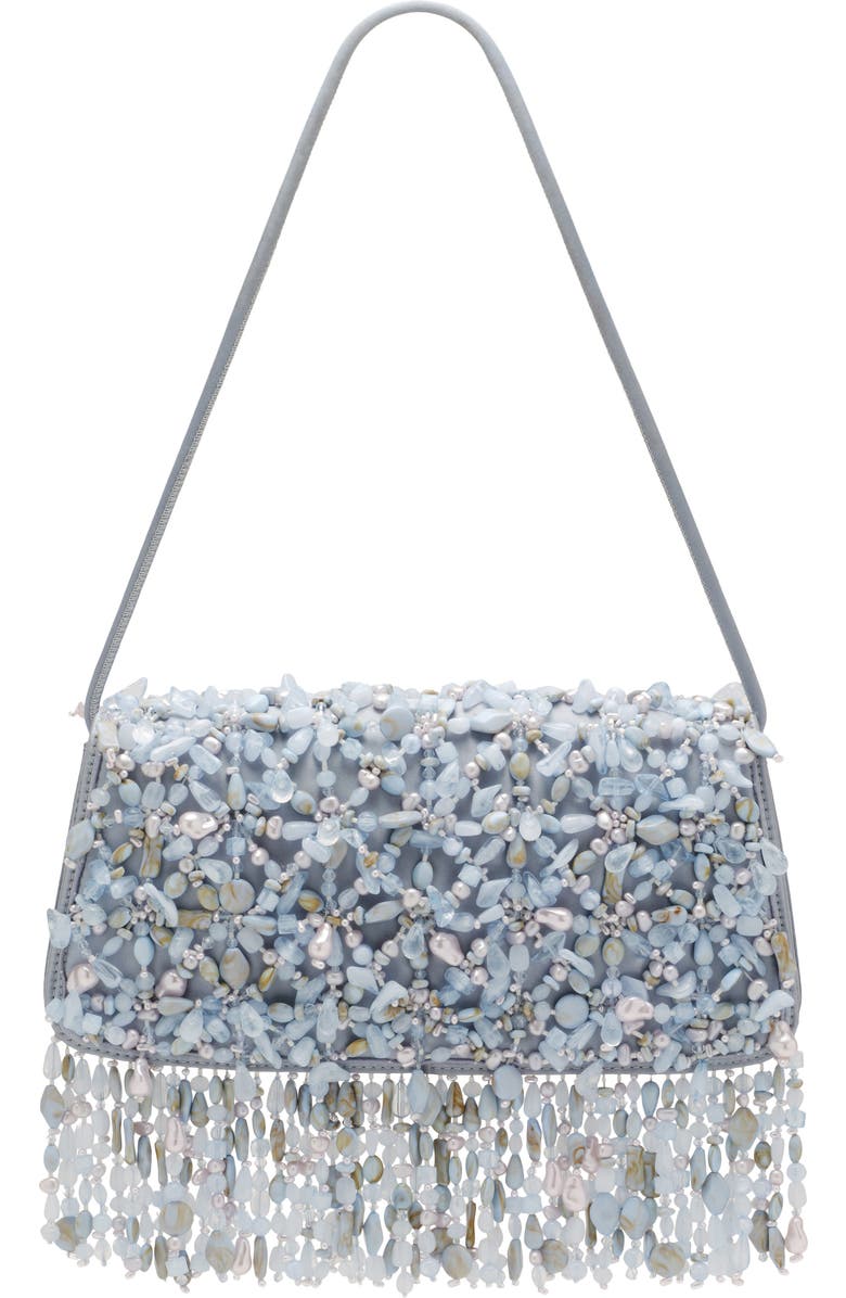 Cult Gaia Idalia Embellished Satin Shoulder Bag, Main, color, Coastal