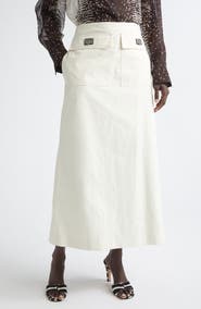 FERRAGAMO Hug Buckle Coated Linen Cargo Skirt