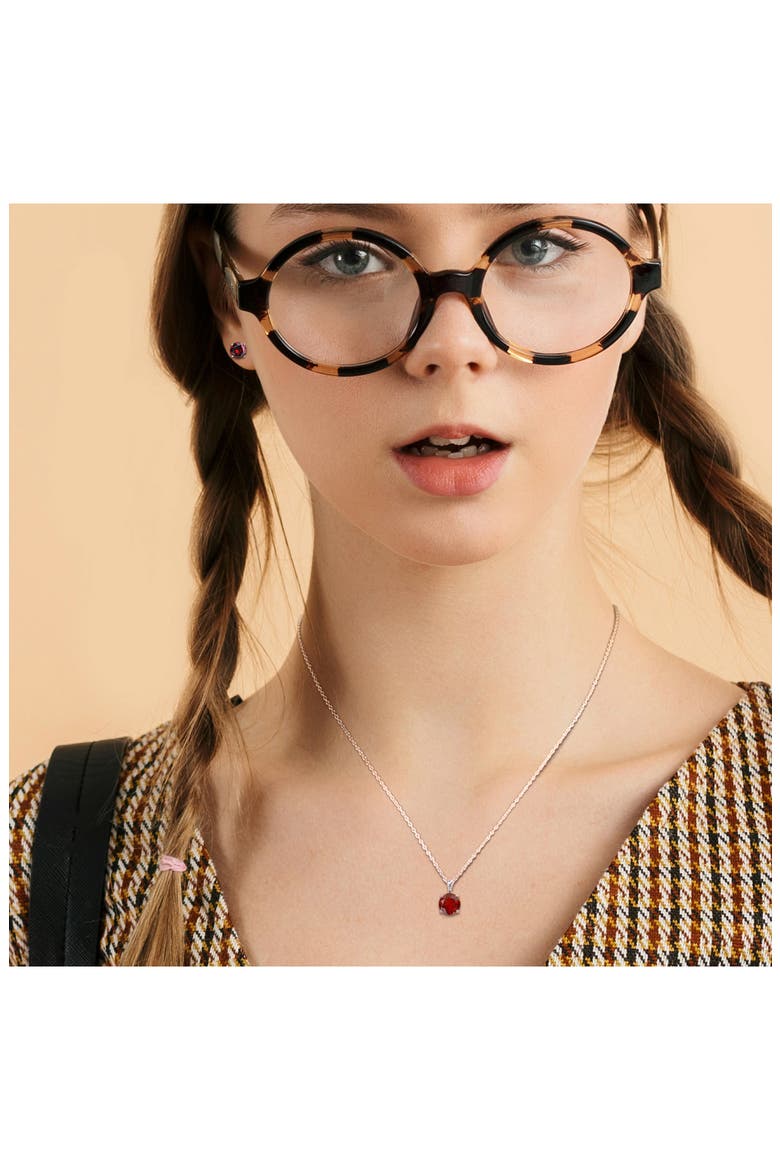 Garnet Solitaire Pendant Necklace & Stud Earrings Set, Alternate, color, RED