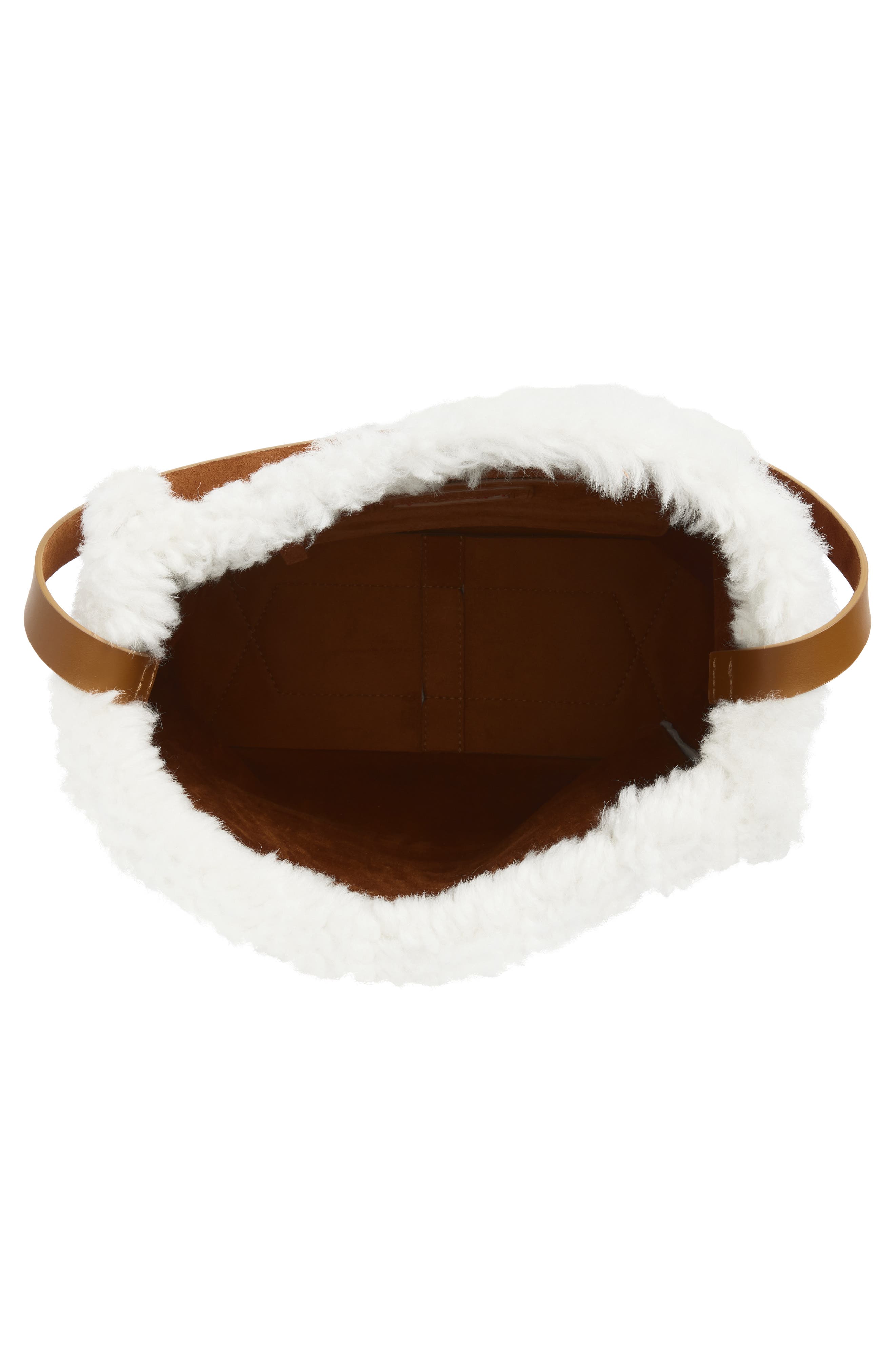 Marni Mini Museo Suede & Genuine Shearling Hobo Bag, Alternate, color, Candied Ginder/ Lily White