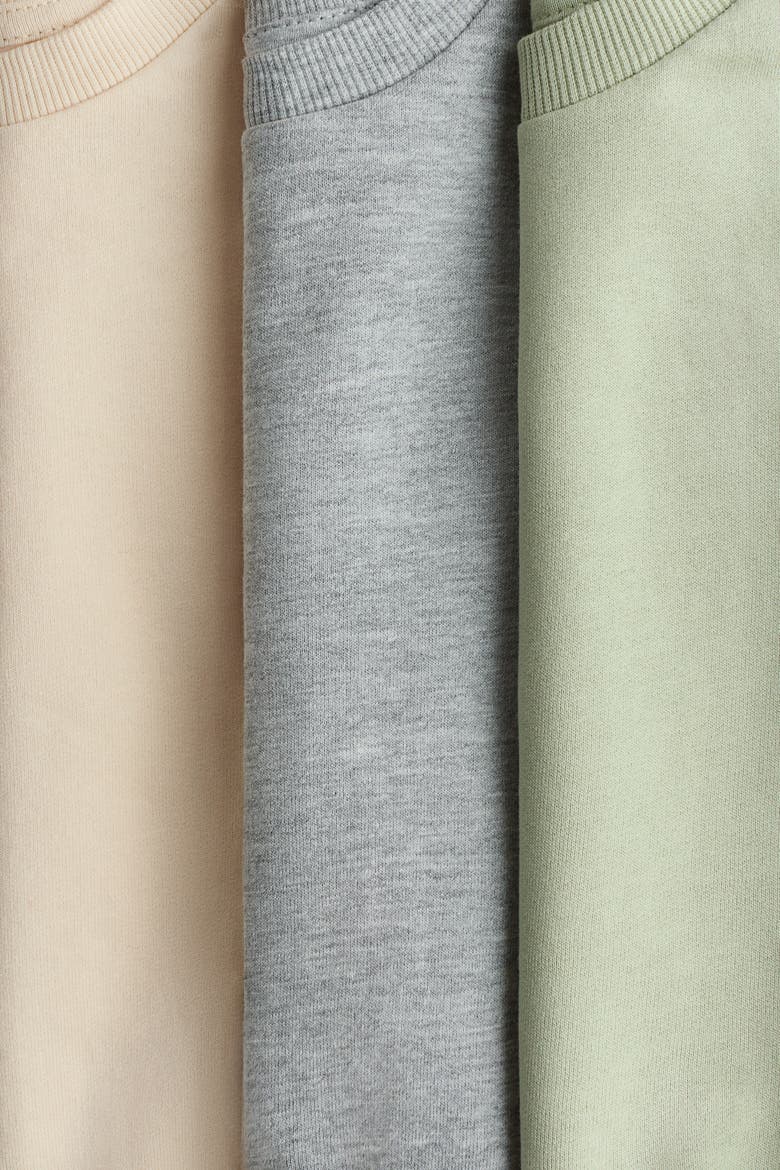 3-pack Cotton Sweatshirts, Alternate, color, Light green/gray