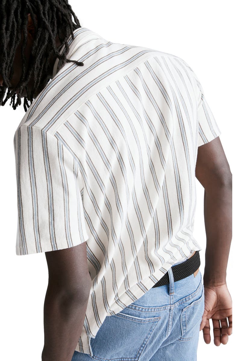 Madewell Stripe Textured Easy Short Sleeve Knit Button-Up Shirt, Alternate, color,