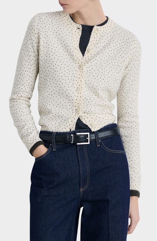 Shop Mango Polk Dot Print Cardigan In Ecru