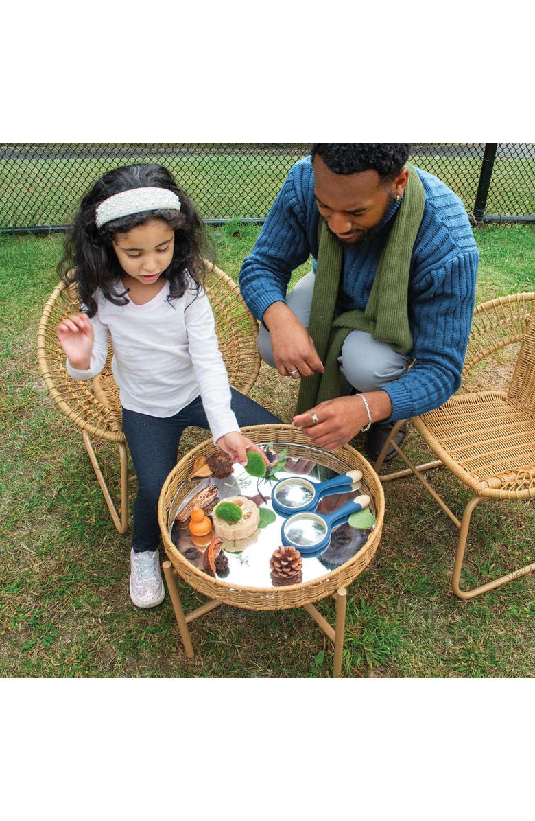 Kaplan Early Learning Company Washable Wicker Mirrored Table, Alternate, color, Brown