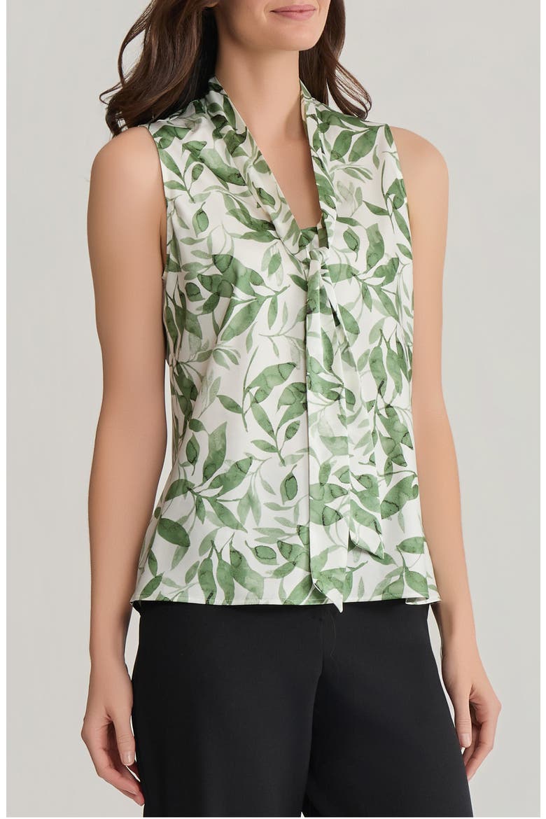 Tie Neck Sleeveless Bias Cut Satin Top, Alternate, color, LODEN DUSK MULTI