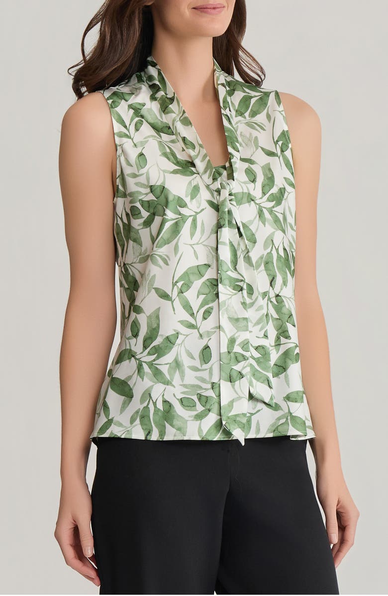 KASPER Tie Neck Sleeveless Bias Cut Satin Top, Alternate, color, 