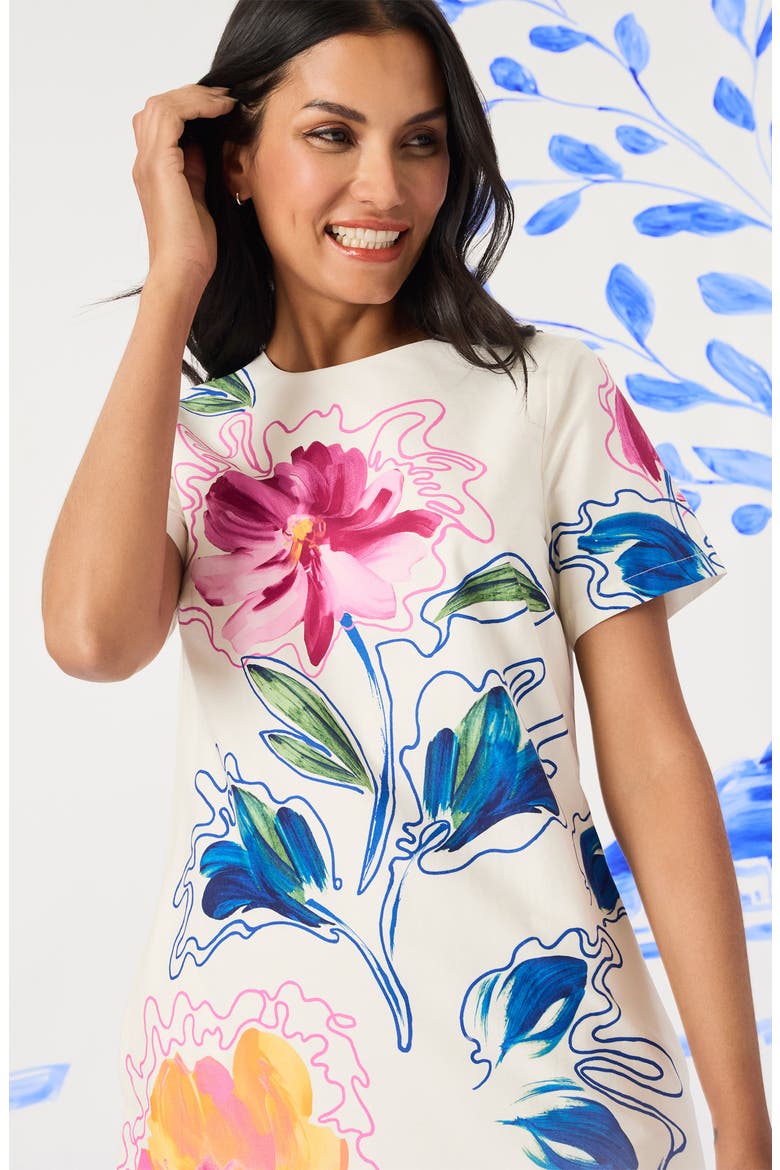 Print Shift Dress, Alternate, color, IVORY/ PINK